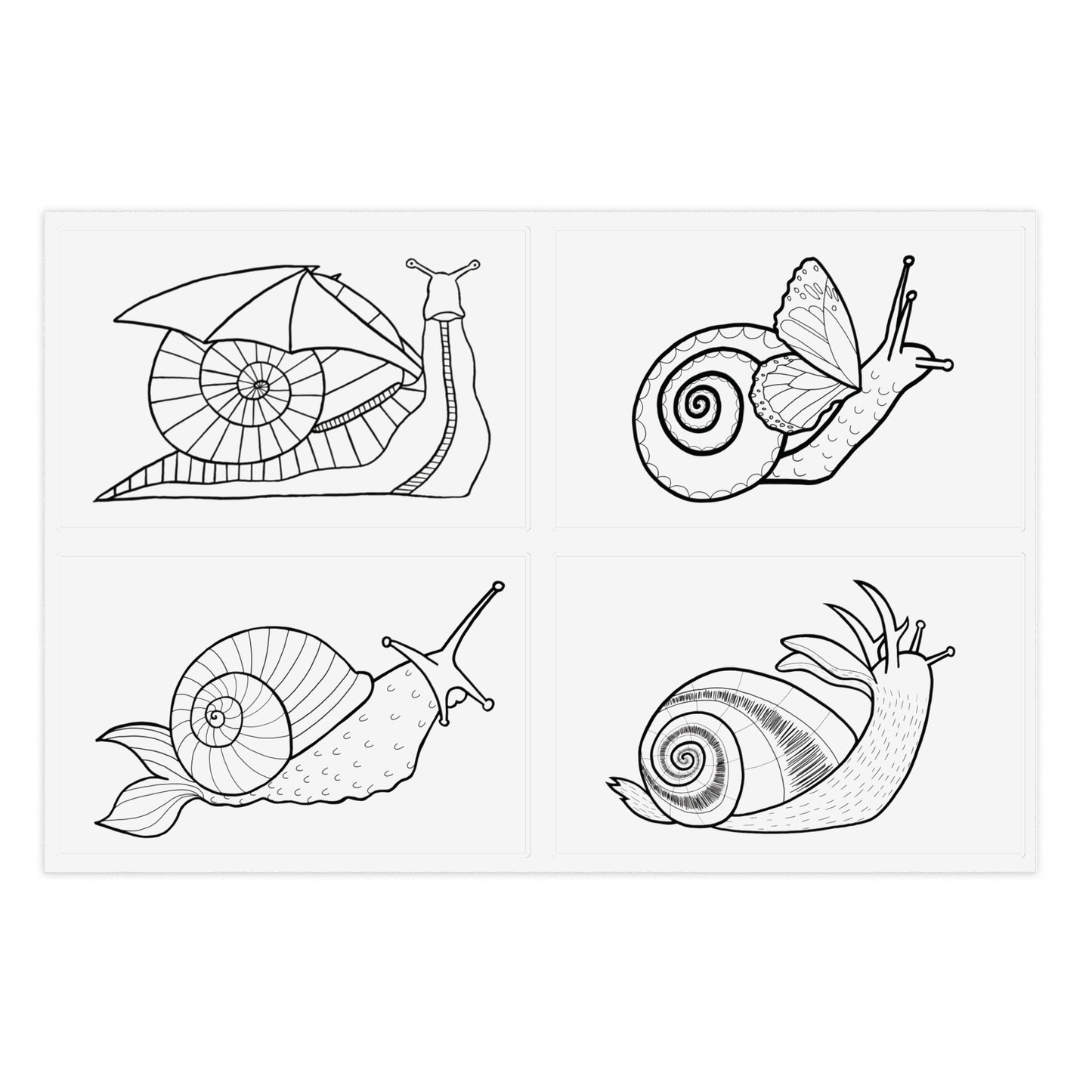 Weird Snail Sticker Sheets for Creative Crafts, Journals, Art Projects, Gifts for Nature Lovers, Kids Activities, Home Decor