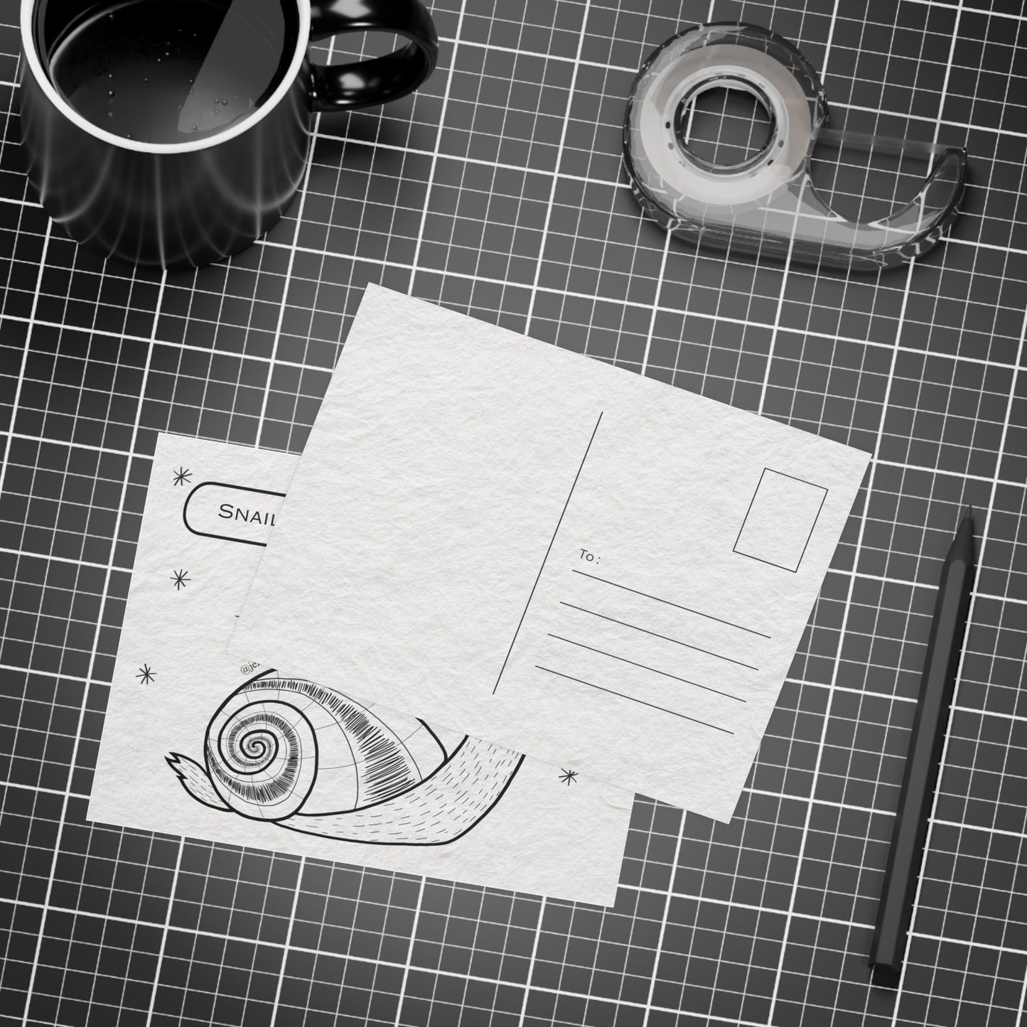 Jackalope Snail Mermaid Snail Postcard Bundles | Snail Mail Magic, Stationery Gift, Greeting Card Set, Creative Writing, Art Postcards