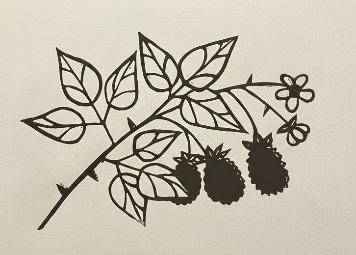 Linoprint of Blackberries